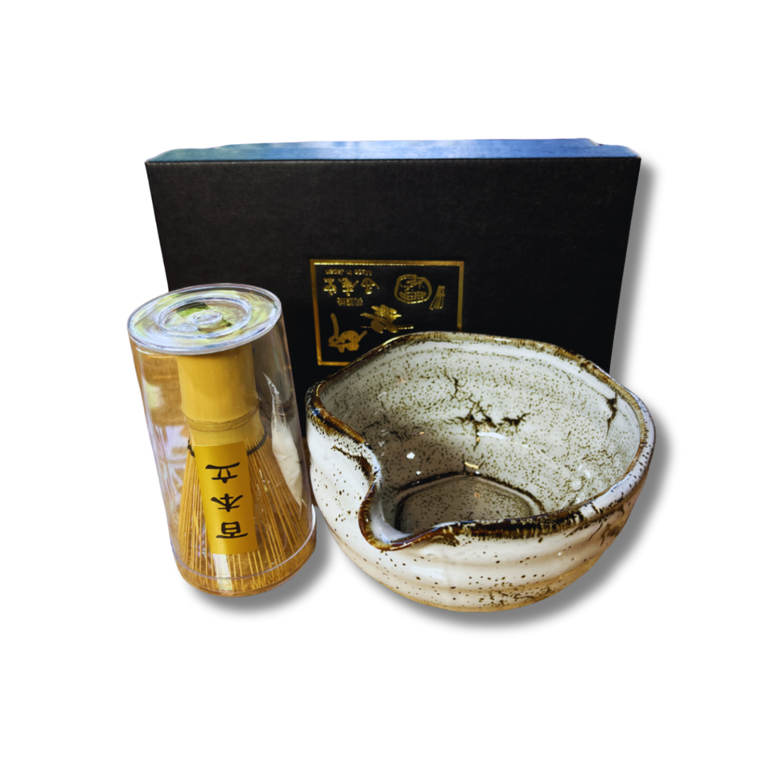 Set Tazón Japonés Para Matcha Y Batidor Diseño Yuzu White Party