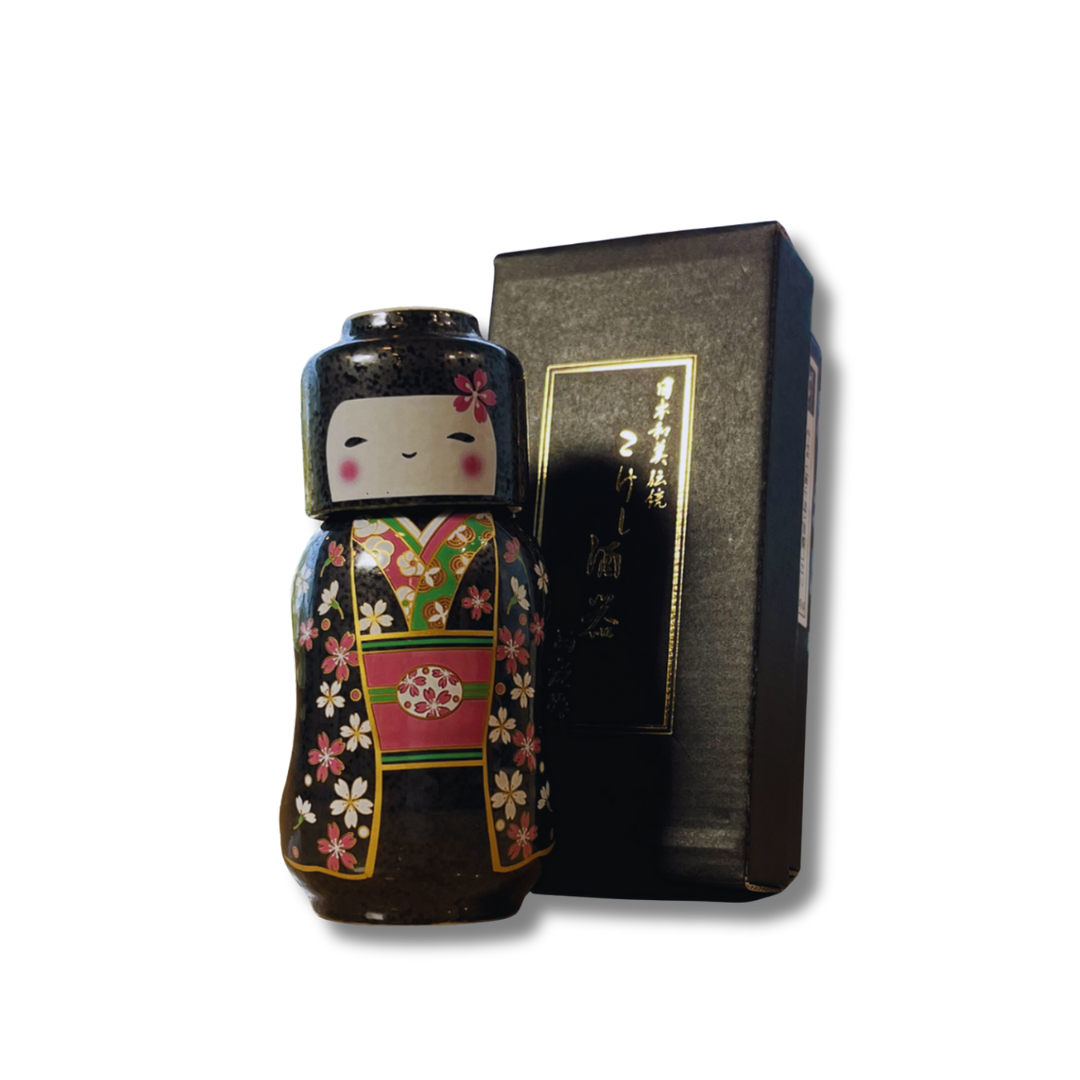 Set Vajillas Japonés Sake Kokeshi Diseño Sakura Komachi